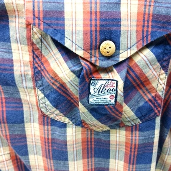 Akoo Brand Men's Short-Sleeved Button-Down Shirt Plaid Pattern XL Streetwear.... - Picture 8 of 14